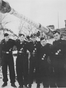The happy crew. Radio operator Werner Irrgang, gunner Bobby Woll, Michael Wittmann, loader Sepp Rößner, driver Eugen Schmidt