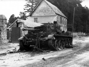 The Cromwell belonging to Pat Dyas after its fatal encounter with Wittmann's Tiger