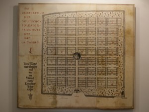 The map of the cemetery at the entrance portal, la Cambe