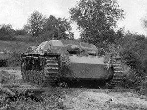 A Leibstandarte StuG III in action. Note the fixed turret