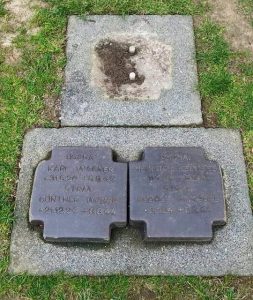 Michael Wittmann's grave after the headstone was stolen in July 2015.